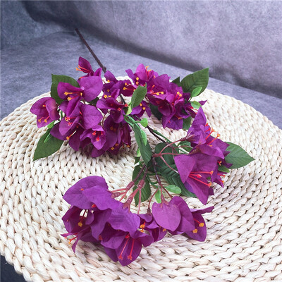 Jeden hodvábny stonka Bougainvillea glabra, umelý kvet Bougainvillea Spectabilis, konáre stromu pre svadobné kvetinové aranžmány