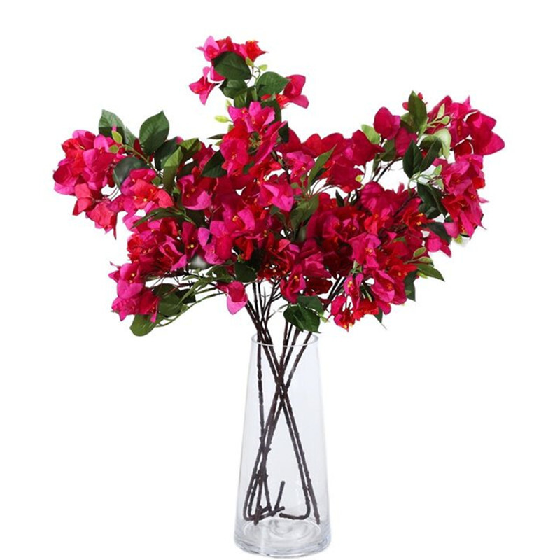 Jeden hodvábny stonka Bougainvillea glabra, umelý kvet Bougainvillea Spectabilis, konáre stromu pre svadobné kvetinové aranžmány