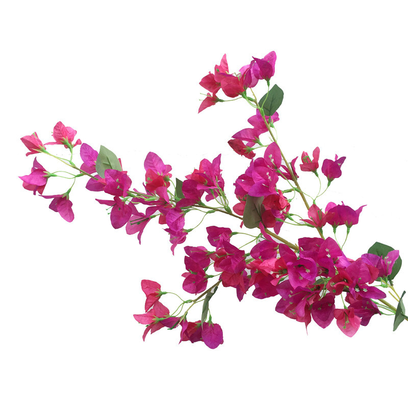 Jeden hodvábny stonka Bougainvillea glabra, umelý kvet Bougainvillea Spectabilis, konáre stromu pre svadobné kvetinové aranžmány