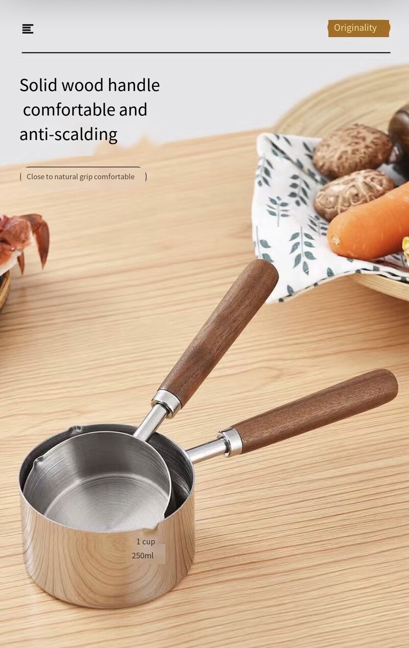 Nerūdijančio plieno universali indukcinė viryklė, mažas pieno puodas, nepridegantis, greitai paruošiamų makaronų puodas, viena rankena, buitinio maisto puodas