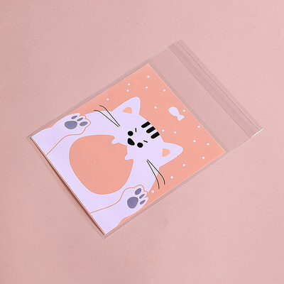 100 bucăți din plastic transparent, bomboane, biscuiți, pungi de plastic autoadezive pentru biscuiți, gustări, coacere, cadou pentru copii, bricolaj