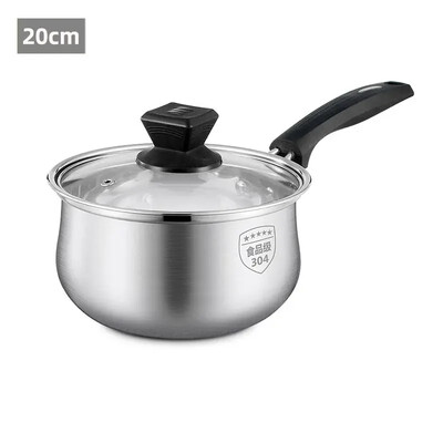 Virtuvė 304 Nerūdijančio plieno troškintuvas Pieno keptuvės sriubos indai Nelipni keptuvė su stikliniu dangteliu Virimo puodai