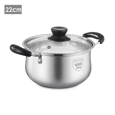 Virtuvė 304 Nerūdijančio plieno troškintuvas Pieno keptuvės sriubos indai Nelipni keptuvė su stikliniu dangteliu Virimo puodai