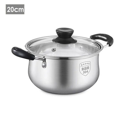 Virtuvė 304 Nerūdijančio plieno troškintuvas Pieno keptuvės sriubos indai Nelipni keptuvė su stikliniu dangteliu Virimo puodai