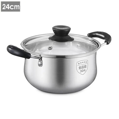 Virtuvė 304 Nerūdijančio plieno troškintuvas Pieno keptuvės sriubos indai Nelipni keptuvė su stikliniu dangteliu Virimo puodai