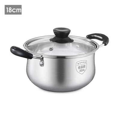 Virtuvė 304 Nerūdijančio plieno troškintuvas Pieno keptuvės sriubos indai Nelipni keptuvė su stikliniu dangteliu Virimo puodai