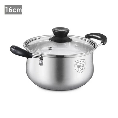 Virtuvė 304 Nerūdijančio plieno troškintuvas Pieno keptuvės sriubos indai Nelipni keptuvė su stikliniu dangteliu Virimo puodai