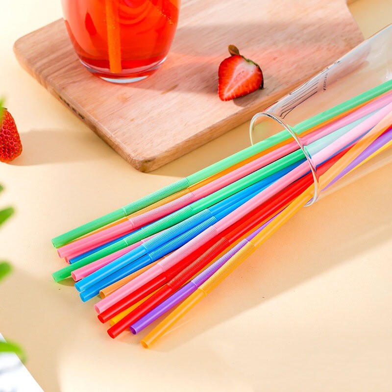100db Színes, rugalmas műanyag szívószálak eldobható hajlékony szívószálak esküvői kellékek konyhai szívószálak bár tartozékok