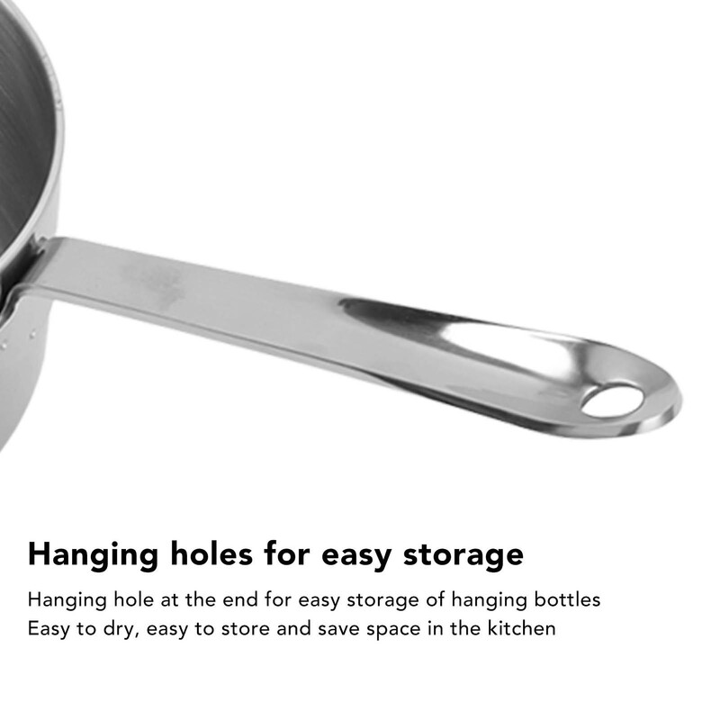 Nerūdijančio plieno pieno puodas – plokščio dugno sviesto šildytuvas su dviguba nukreipimo anga ir pakabinama anga šokoladui