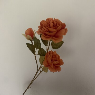 3 fej bazsarózsa Művirág Selyem bazsarózsa Égetett narancssárga barna karamell esküvői dekoráció asztal nappali virág őszi dekoráció