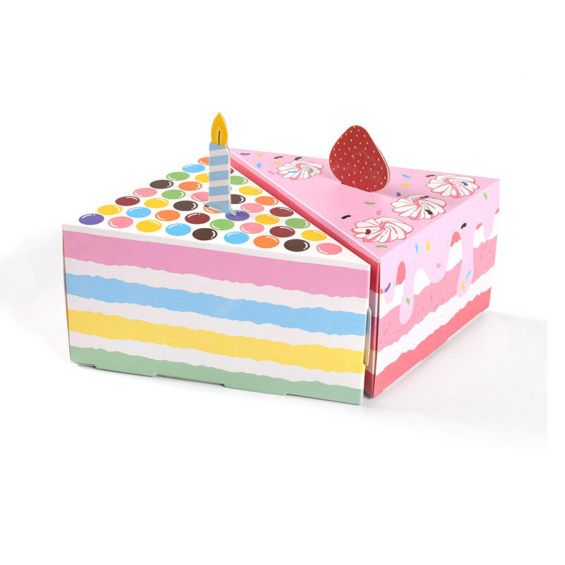 8 buc. Cutie de biscuiti pentru biscuiti in forma de tort roz Cutii de cadouri din hartie Favoruri de dus pentru bebelusi Tratament pentru copii, petrecere de aniversare, cutie de ambalare pentru desert