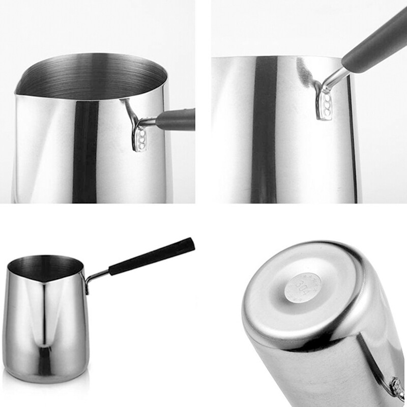 600 ml turkiškas kavos puodas nerūdijančio plieno pieno ir kavos šildytuvas šokoladinio sviesto lydymo puodas su karščiui atsparia rankena