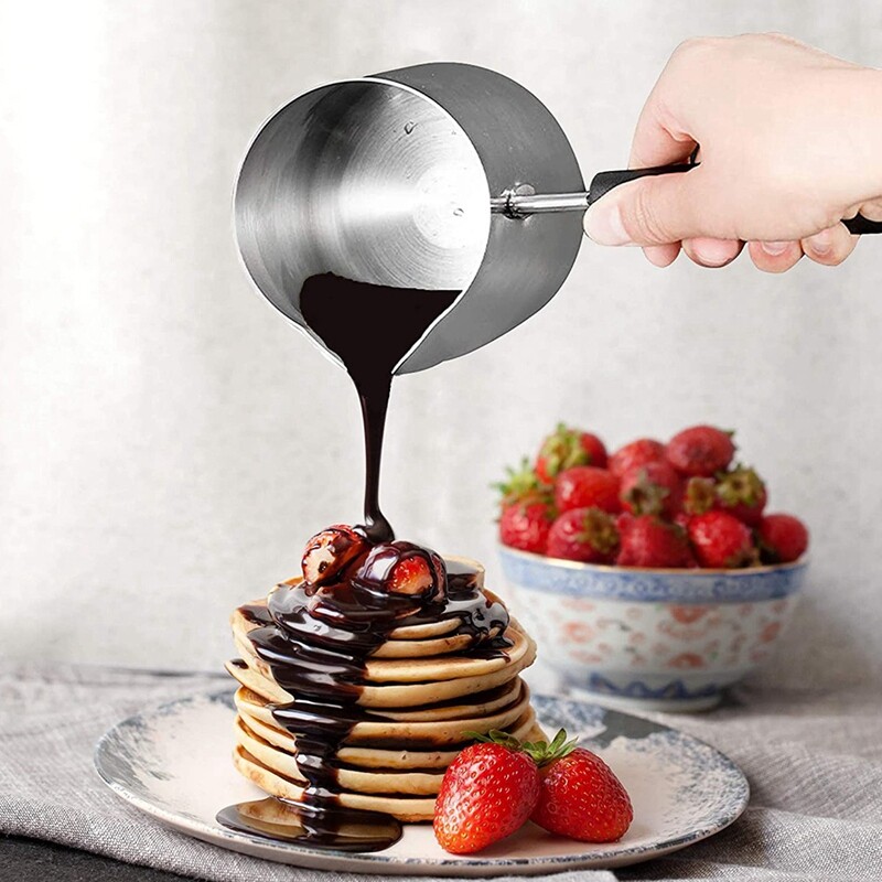 600 ml turkiškas kavos puodas nerūdijančio plieno pieno ir kavos šildytuvas šokoladinio sviesto lydymo puodas su karščiui atsparia rankena