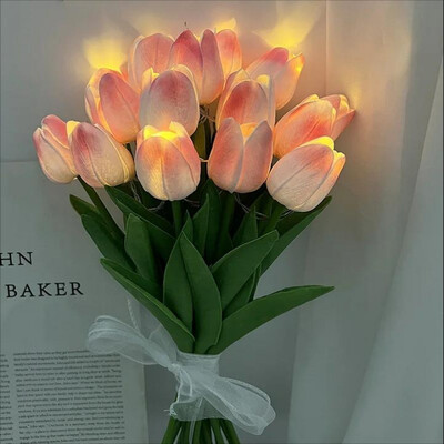 5/10 db LED tulipán művirág PU tulipán hamis virág csokor éjszakai lámpa otthoni kert dekorációhoz esküvői születésnapi ajándék