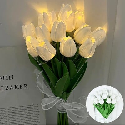 5/10 db LED tulipán művirág PU tulipán hamis virág csokor éjszakai lámpa otthoni kert dekorációhoz esküvői születésnapi ajándék