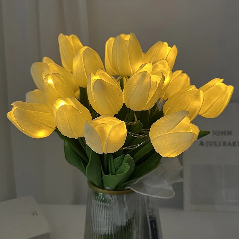 5/10 db LED tulipán művirág PU tulipán hamis virág csokor éjszakai lámpa otthoni kert dekorációhoz esküvői születésnapi ajándék