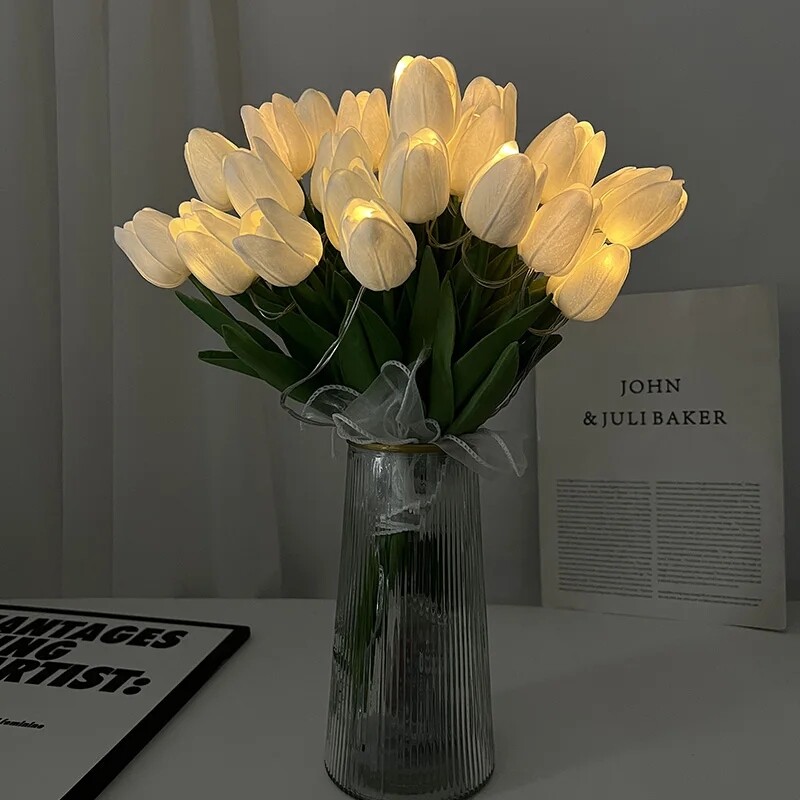 5/10 db LED tulipán művirág PU tulipán hamis virág csokor éjszakai lámpa otthoni kert dekorációhoz esküvői születésnapi ajándék