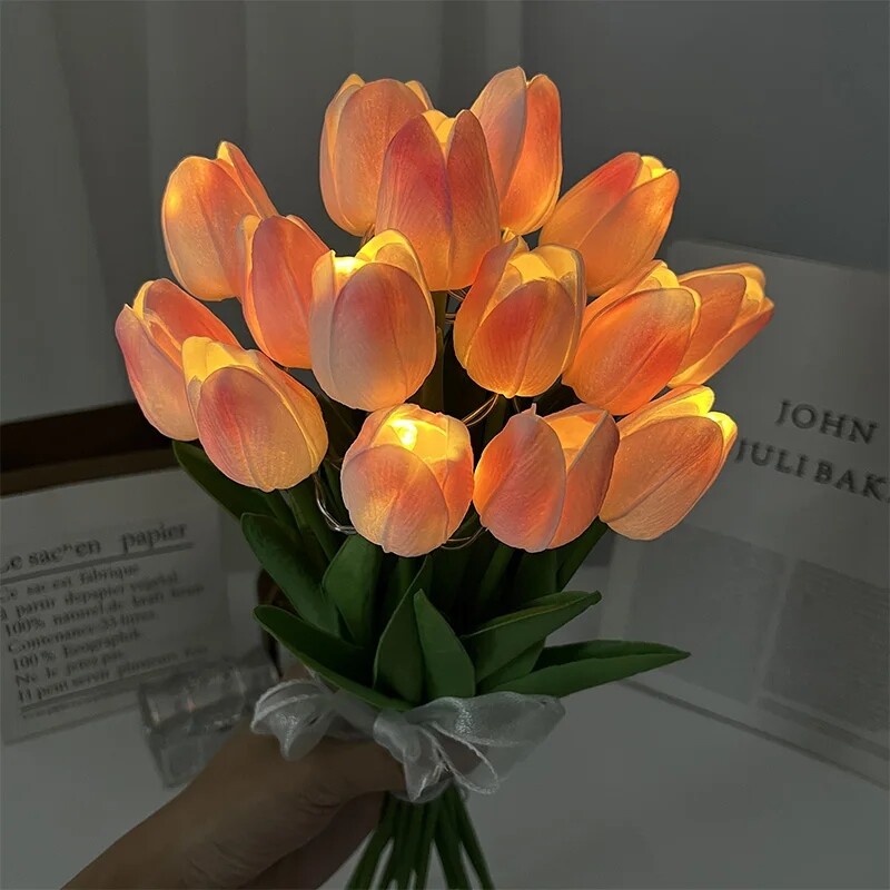 5/10 db LED tulipán művirág PU tulipán hamis virág csokor éjszakai lámpa otthoni kert dekorációhoz esküvői születésnapi ajándék
