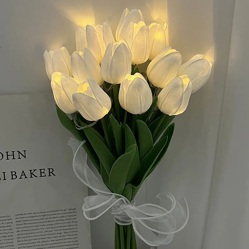 5/10 db LED tulipán művirág PU tulipán hamis virág csokor éjszakai lámpa otthoni kert dekorációhoz esküvői születésnapi ajándék
