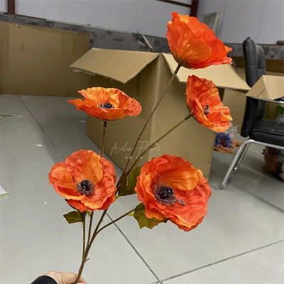 5 modeliavimas aguonų aukšta šaka Aguonų puokštė Dirbtinės dirbtinės gėlės Namai Svetainė Valgomojo stalo vestuvių dekoravimas
