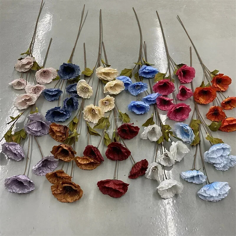 5 modeliavimas aguonų aukšta šaka Aguonų puokštė Dirbtinės dirbtinės gėlės Namai Svetainė Valgomojo stalo vestuvių dekoravimas