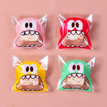 100 τμχ Μπισκότα Candy Bag Cute Cartoon αυτοκόλλητη πλαστική τσάντα συσκευασίας για μπισκότα δώρου Συσκευασία τροφίμων, συσκευασία ψησίματος