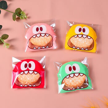 100 τμχ Μπισκότα Candy Bag Cute Cartoon αυτοκόλλητη πλαστική τσάντα συσκευασίας για μπισκότα δώρου Συσκευασία τροφίμων, συσκευασία ψησίματος