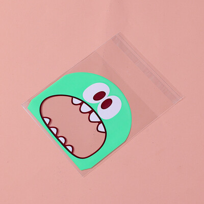 100 vnt sausainių saldainių maišelis Mielas animacinis lipnus plastikinis pakavimo maišelis, skirtas sausainių dovanų maisto pakavimui, kepimo pakuotei