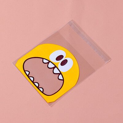 100 vnt sausainių saldainių maišelis Mielas animacinis lipnus plastikinis pakavimo maišelis, skirtas sausainių dovanų maisto pakavimui, kepimo pakuotei