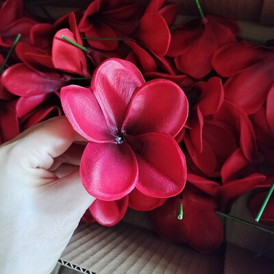20 buc. PU tulpini de flori de păr artificiale de plumeria, flori de frangipani la atingere reală, pentru centre de nuntă, accesorii bricolaj