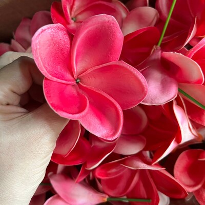 20 buc. PU tulpini de flori de păr artificiale de plumeria, flori de frangipani la atingere reală, pentru centre de nuntă, accesorii bricolaj