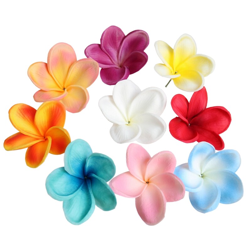 20 buc. PU tulpini de flori de păr artificiale de plumeria, flori de frangipani la atingere reală, pentru centre de nuntă, accesorii bricolaj