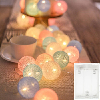 10/20/30 LEDs String Lights Μπάλες από βαμβακερό νήμα Διακοσμητικό φωτιστικό σπιτιού για πάρτι γάμου Χρώμα Χριστουγεννιάτικα στολίδια