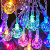 1,5-10m LED kristalna kugla Garland String Lights Indoor Decor Blagdanska božićna lampa 10/20/40/80 LED Fairy Lights Radi na baterije
