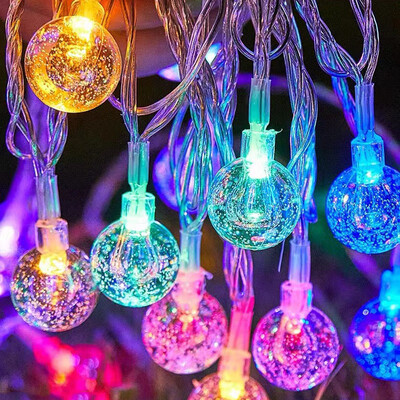 1,5-10 м LED кристална топка Гирлянд Струнни светлини Вътрешен декор Празнична Коледна лампа 10/20/40/80 LED Фея Светлини Работи с батерии