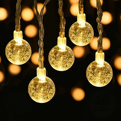 1,5-10m LED kristalna kugla Garland String Lights Indoor Decor Blagdanska božićna lampa 10/20/40/80 LED Fairy Lights Radi na baterije
