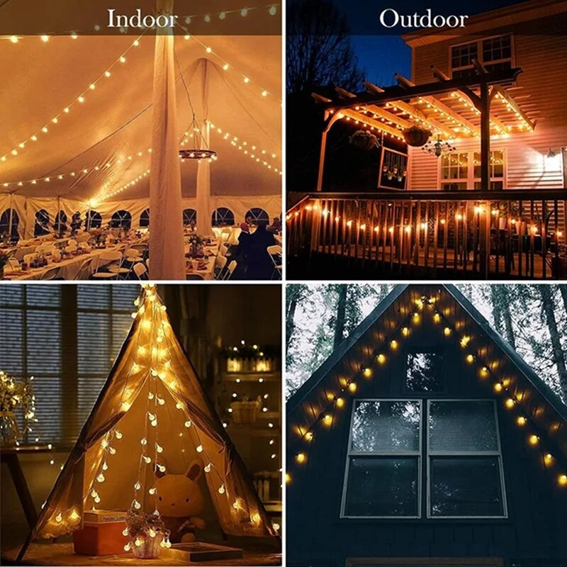 1,5-10m LED kristalna kugla Garland String Lights Indoor Decor Blagdanska božićna lampa 10/20/40/80 LED Fairy Lights Radi na baterije