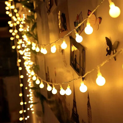 10/20/40/80 Led Globe String Lights Λειτουργεί με μπαταρία Fairy Light For Garden Christmas Wedding Party Camping Atmosphere Decor