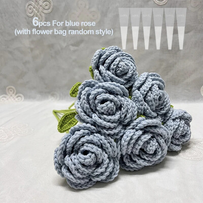 Kész kézzel készített kötött rózsa művirágok fonott hamis virág horgolt csokor díszítés asztali ünnepi ajándékok dísz