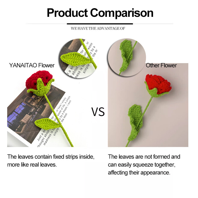 Kész kézzel készített kötött rózsa művirágok fonott hamis virág horgolt csokor díszítés asztali ünnepi ajándékok dísz