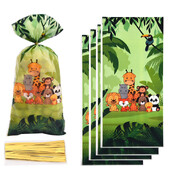 50 de bucăți pungi cadou cu animale din junglă, drăguț, pungă de bomboane din plastic, decorațiuni de petrecere pentru copii, băieți, baby shower, consumabile pentru petrecerea de naștere ﻿
