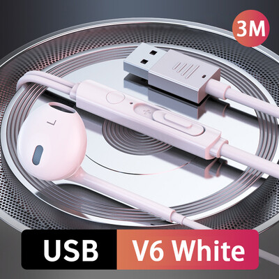 USB laidinės ausinės 3M ilgos į ausis įdedamos ausinės su mikrofonu USB-A laidas Laisvų rankų įrangos ausinės žaidimams USB ausinės, skirtos asmeniniam staliniam nešiojamam kompiuteriui