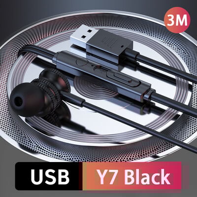 USB laidinės ausinės 3M ilgos į ausis įdedamos ausinės su mikrofonu USB-A laidas Laisvų rankų įrangos ausinės žaidimams USB ausinės, skirtos asmeniniam staliniam nešiojamam kompiuteriui