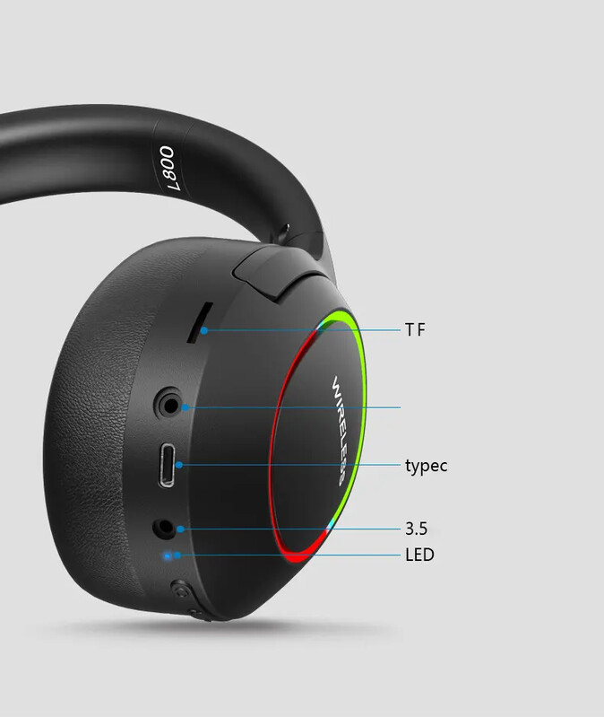Căști fără fir cu microfon Căști pentru jocuri Blutooth 5.1 Căști stereo surround pentru gamer Lumină colorată Căști pentru laptop PC
