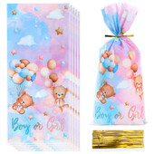 25/50 komada Dječak Djevojčica Baby Shower Favor Otkrivanje spola Dječja zabava za 1. rođendan Kolačići Poklon kutije slatkiša Vreće Torbica za krštenje