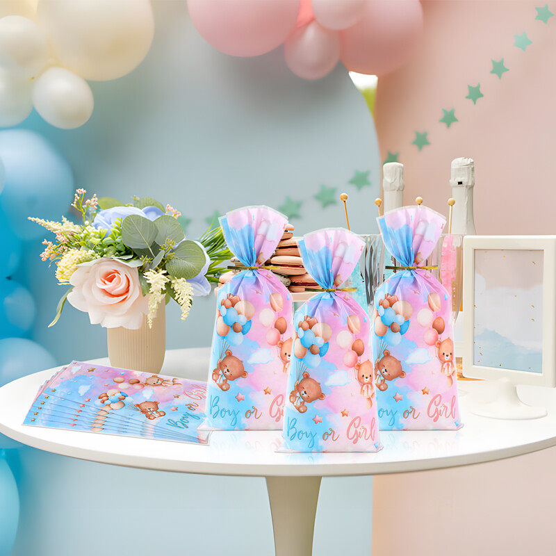 25/50 komada Dječak Djevojčica Baby Shower Favor Otkrivanje spola Dječja zabava za 1. rođendan Kolačići Poklon kutije slatkiša Vreće Torbica za krštenje