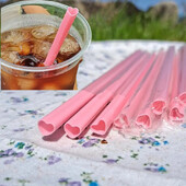 5/10/20 buc Paiele de băut din plastic de calitate alimentară cu inimă creativă roz cu pachet independent Accesorii pentru petrecere pentru bar de nuntă