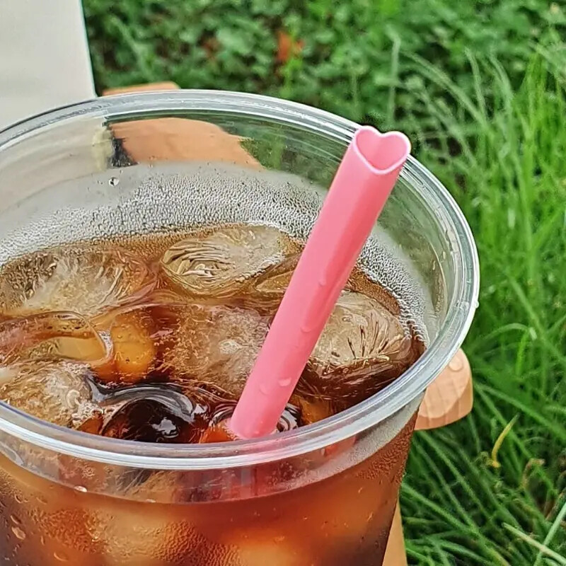 5/10/20 buc Paiele de băut din plastic de calitate alimentară cu inimă creativă roz cu pachet independent Accesorii pentru petrecere pentru bar de nuntă