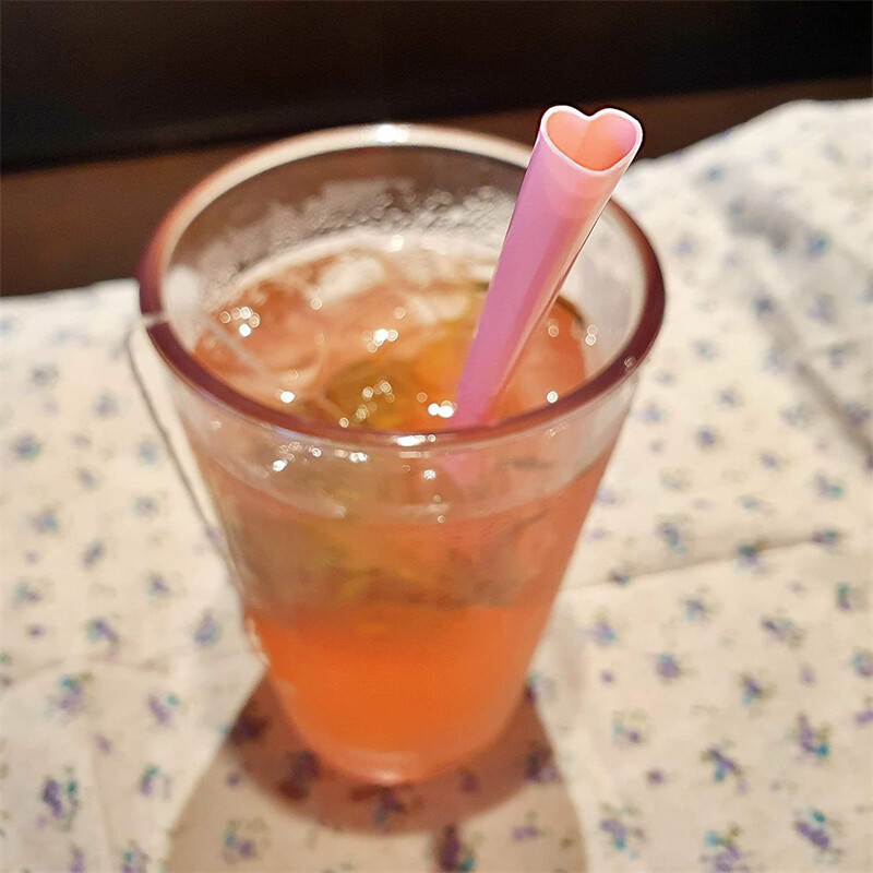 5/10/20 buc Paiele de băut din plastic de calitate alimentară cu inimă creativă roz cu pachet independent Accesorii pentru petrecere pentru bar de nuntă