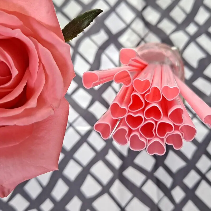 5/10/20 buc Paiele de băut din plastic de calitate alimentară cu inimă creativă roz cu pachet independent Accesorii pentru petrecere pentru bar de nuntă